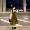 Fake Two-piece Dress Women's Early Spring New High-end Temperament Waist Small Slim and Thin Dress