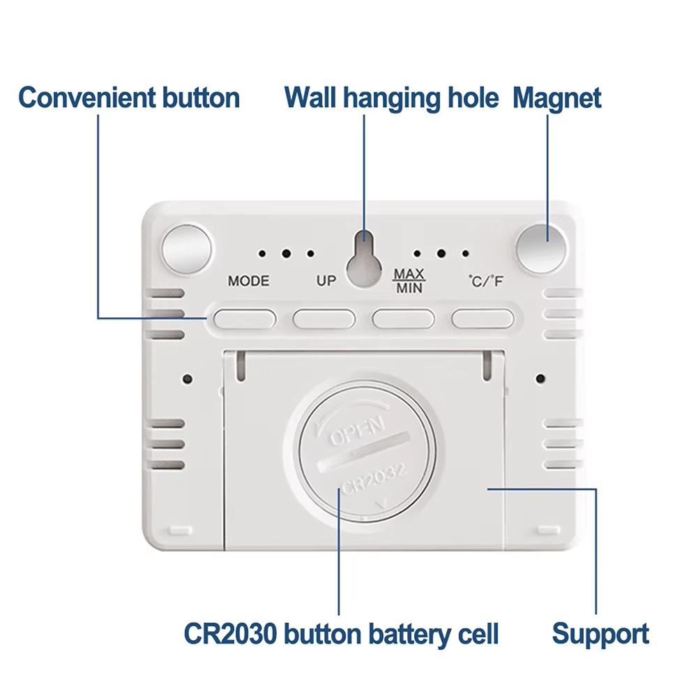 Slim Electronic Digital Clock Wall Mountable Magnetic LCD Small Alarm Clock Multi-function Temperature Humidity Electronic Clock