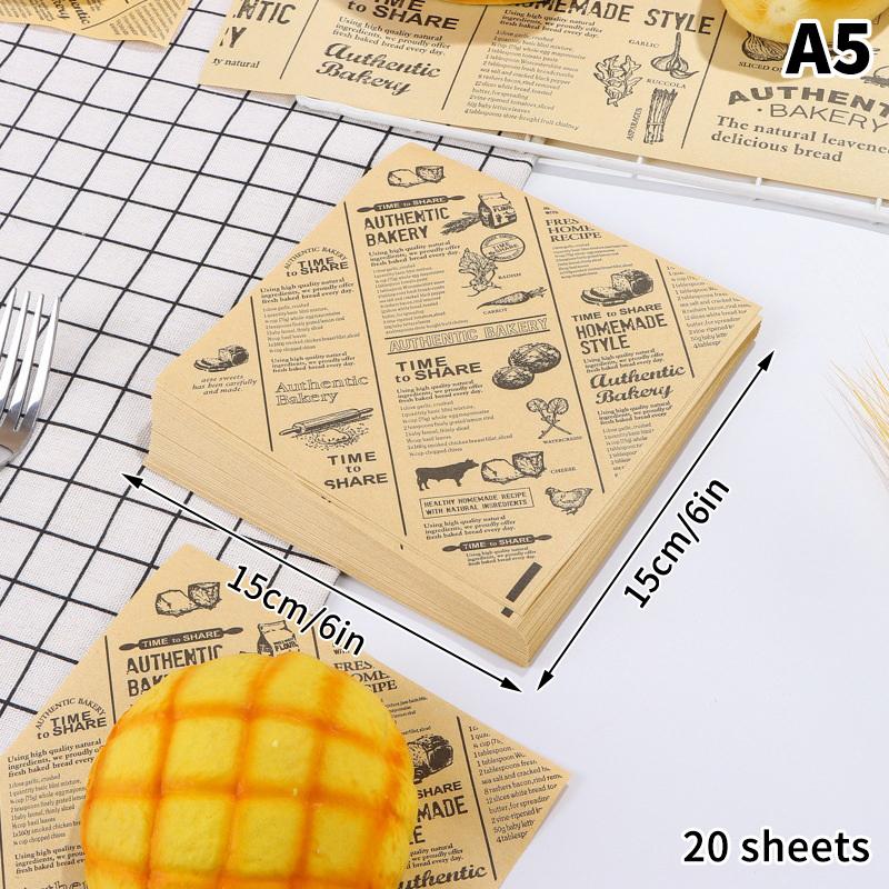 

10/20/50 аркушів паперу для обгортання їжі, газетний дизайн, сендвіч, бургер, картопля фрі, смажена їжа, обгортковий папір, килимок для олії, вощений папір