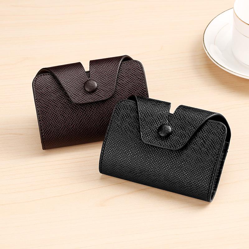 Stylish Multi-functional Cross-Grain Card Holder with Buckle for Coins and IDs