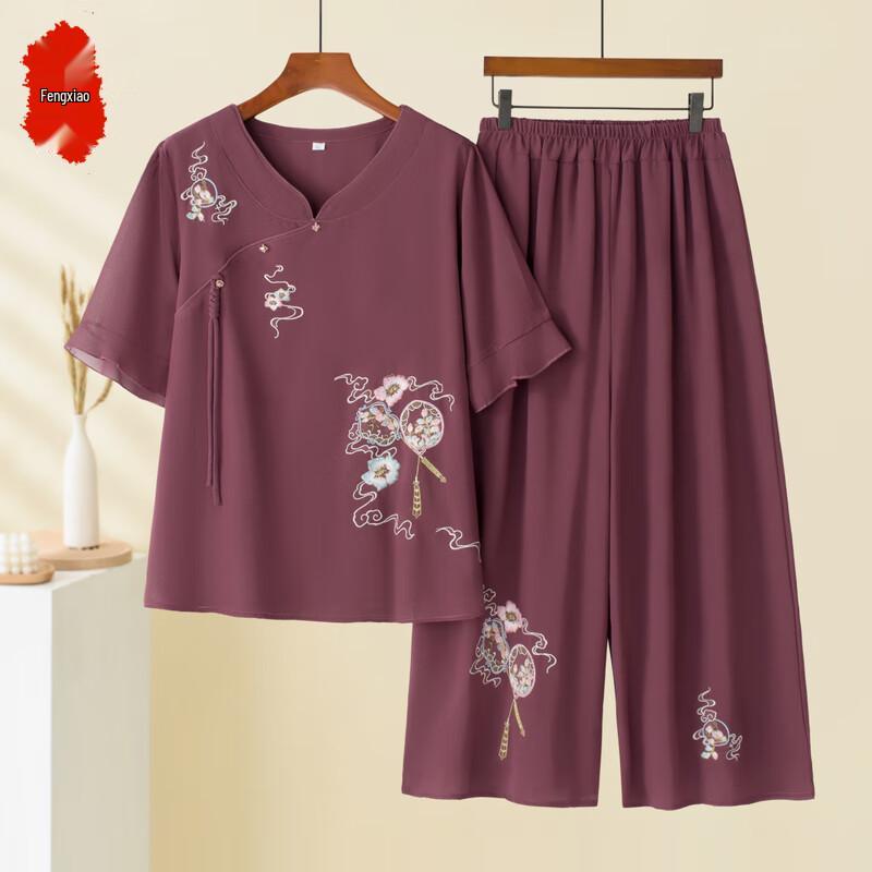 

Женский новый летний шифоновый комплект из двух предметов в китайском стиле L