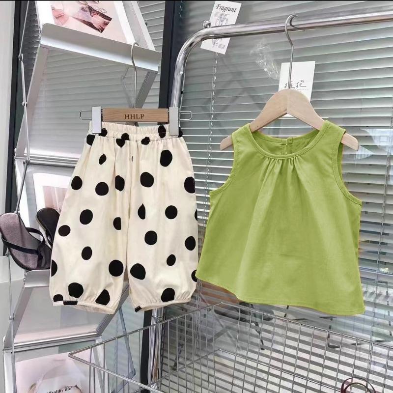 Kids Girls Summer Casual Two Piece Set Sling Skirt Straight Pants