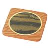 Yamaco Brass Ukiyo-e Coaster with Wooden Base, Square, Cherry (Tamagawa River and Mt. Fuji), 9x9xH0.7cm, 16271
