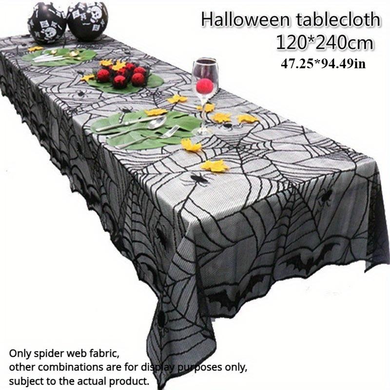 

Lace Spider Web Skeleton Skull Tablecloth Halloween Decoration Lace Spider Web Scarf Cover 120*240cm Tablecloth чорний