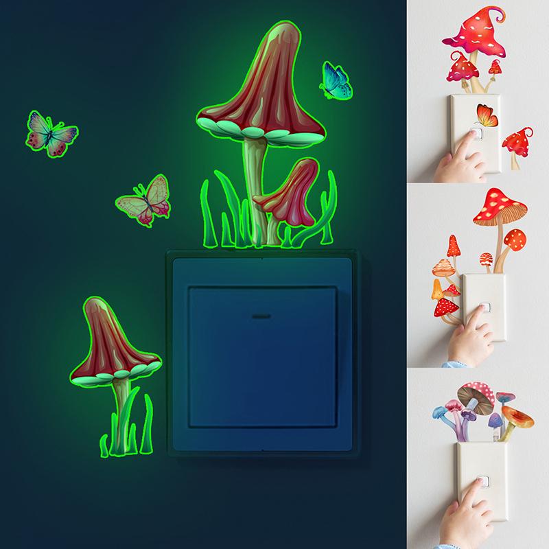 

1 шт., настенный декор, водонепроницаемая наклейка на стену, съемный светящийся в темноте грибной переключатель, наклейка на пластину