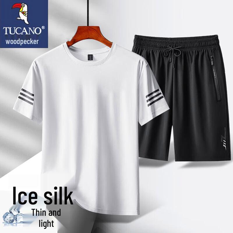 

TUCANO Men s Summer Ice Silk T-shirt & Shorts Set 5XL