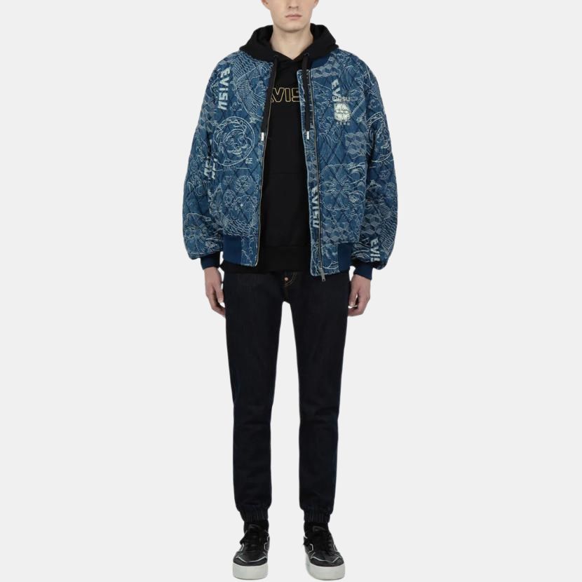 Evisu Letter Pattern Full Print Jacquard Pilot Jacket Men jackets 2EAHTM2DJ735XXCQ