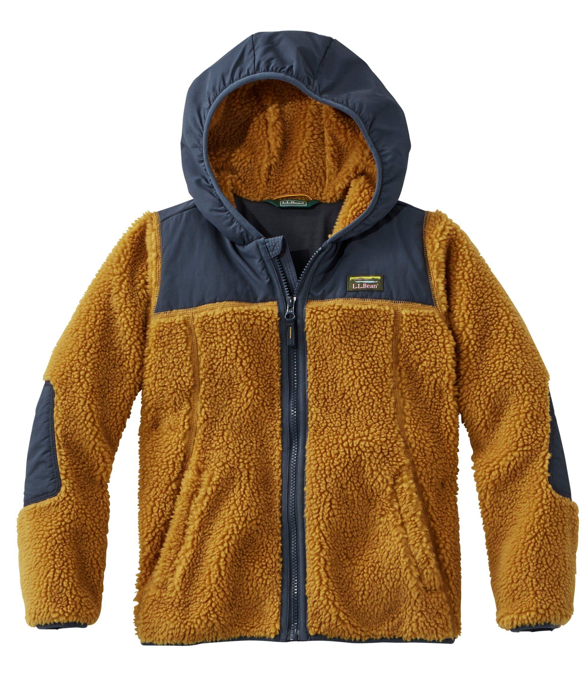 

LL Bean Sherpa Fleece Hooded Big Size Antique 1000052942 Kids Jacket, Kids, 8, Gold/Carbon Navy, Multicolor,