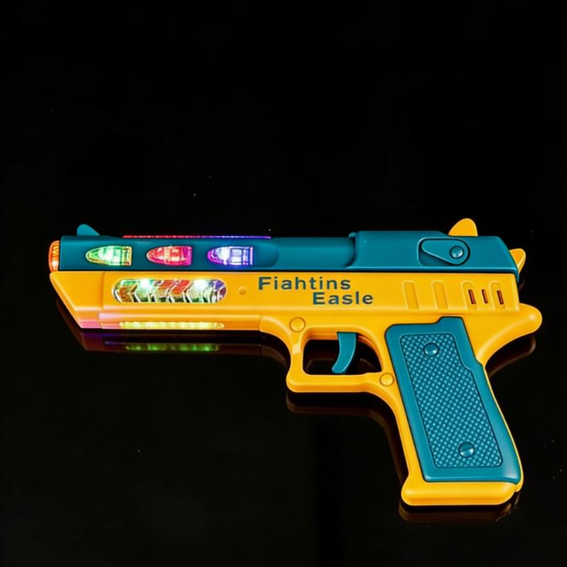 Electric Light Up Pistol Toy Hand Gun Toys with Dazzling LEDs Light Fighting Sound Unique Telescopic Action Pistol for Gift