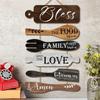 Rustic Farmhouse Wooden Hanging Wind Chimes Wall Sign Bless Food Family Love Prayer Wall Art Kitchen Dining Room Decor Aesthetic