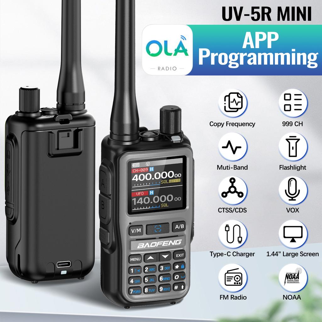 1/2PCS BAOFENG UV-5R Mini Walkie Talkie Dual PTT Wireless Programming Multi-Band Type-C Charge Long Range Ham Radio For Camping