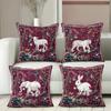 Impression plate 2D Animaux Blancs avec Oiseaux sur Coussins Imprimés Bordeaux Housse de coussin en polyester,housse de coussin décorative pour canapé