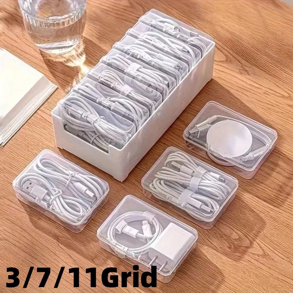 Durable Cable Organizer Box Clear Desktop Cable Organizer Data Cable Storage Box  Home Use