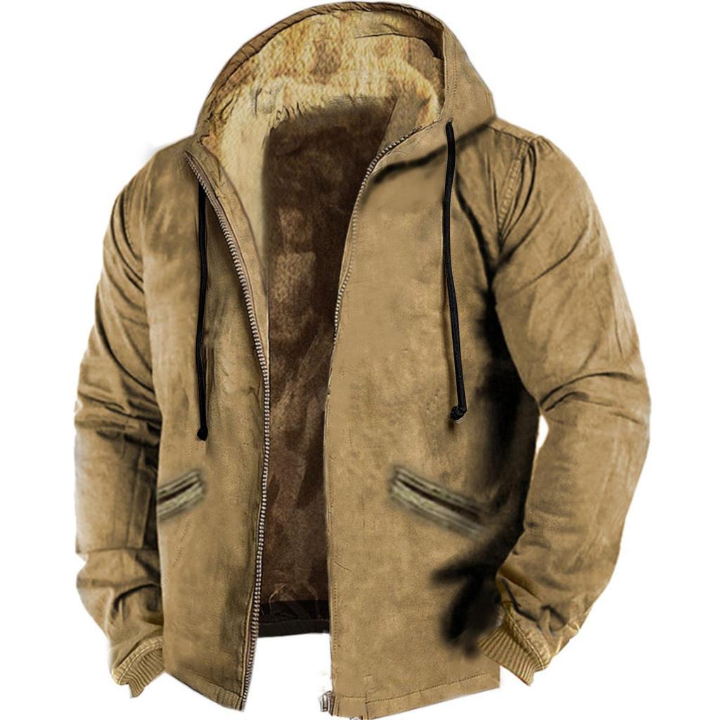 Winter Hoodie for Men Handsome and Versatile Hooded Loose Jacket Plush and Thickened for Autumn and Winter