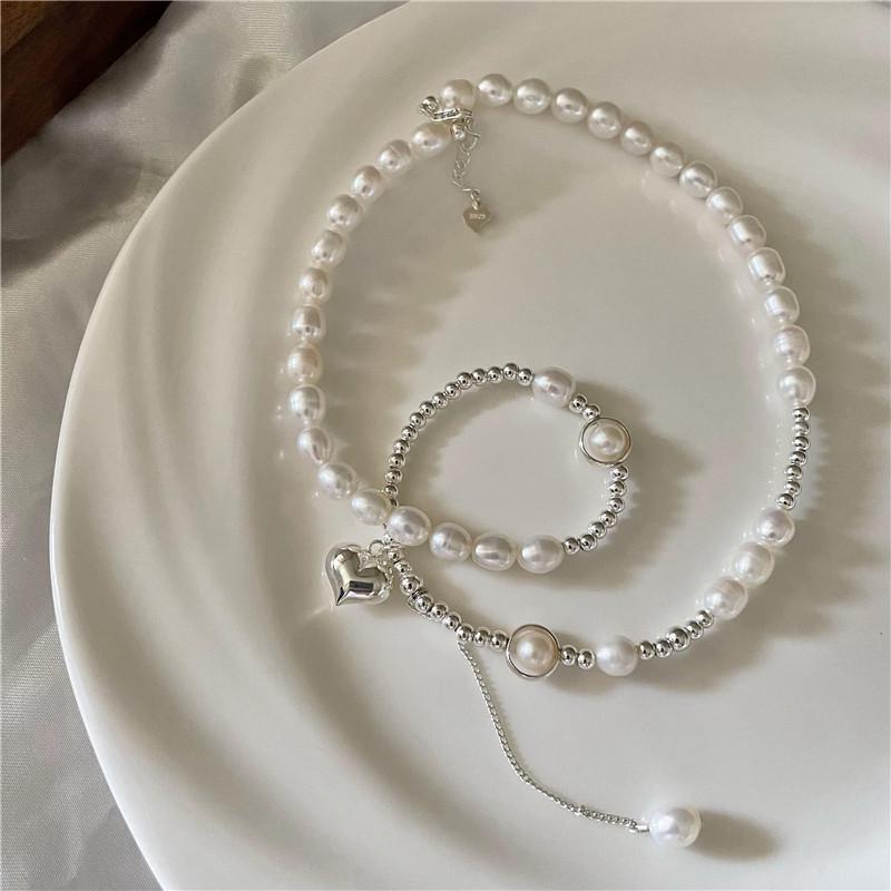S925 Sterling Silver Love Pearl Tassel Necklace - Fresh, Sweet, and Elegant Clavicle Chain.