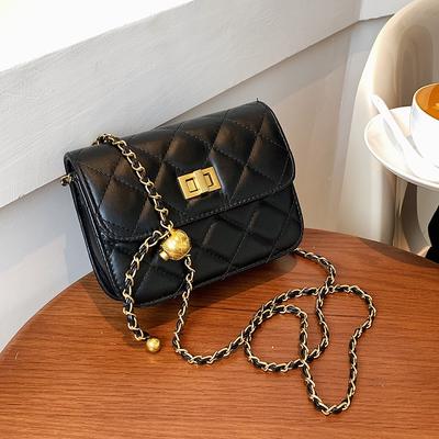 Sommer neue goldene Kugelkette kleine quadratische Tasche Damentasche duftende einzelne Schulter Mode Damentasche Trend schräg zu tragen Handytasche