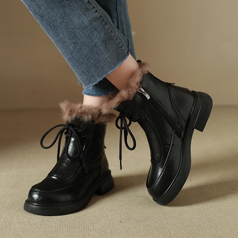 

Fur Ankle Boots Women s Flats Designer Retro Shoes Fad Winter Sport Woman Boots New Comfort Warm Short Plush Boots Femme 40