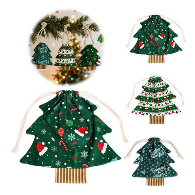 Christmas Gift Bags Tree Shaped with Drawstring, Reusable Holiday Fabric Bags, Containers for Party Winter Goodie Storage Pouches Present Wrapping,