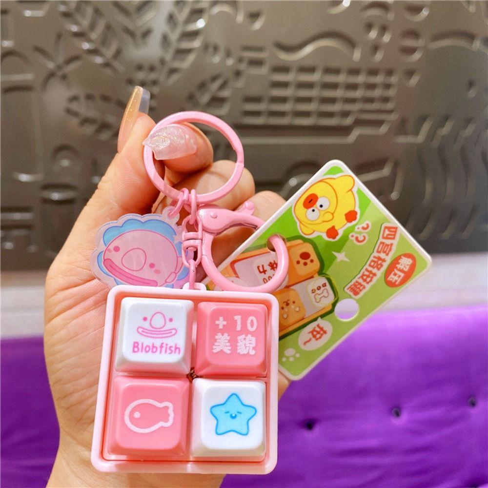 Luminous Mechanical Keyboard Keychain Fingertip Button Key Ring  Office Leisure Entertainment