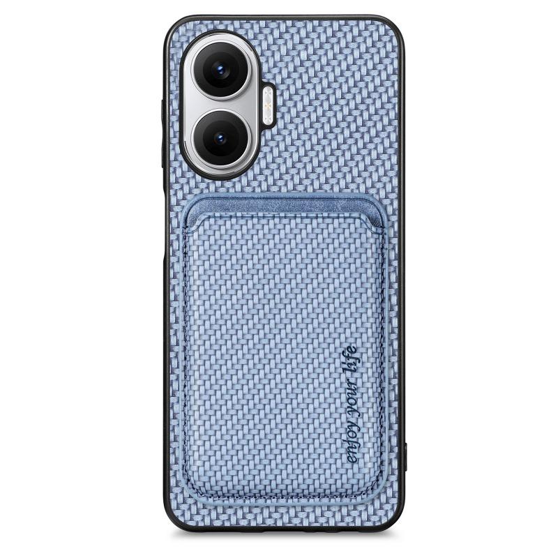 For POCO F7 G  Wallet Card Holder Cover for Xiaomi POCOF7 Redmi Turbo 4 Pro Wireless Charger Magnetic Carbon Fibre Case