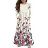 Girls' Tiered Ruffle Dress - Long Sleeve Printed Maxi With Pockets