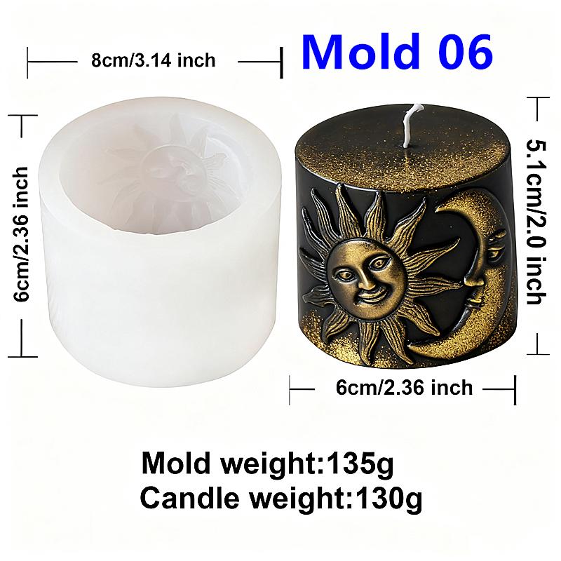 

3D Форма-цилиндр с узором Солнца и Луны, Форма-столп Зодиака из силикона для свечей, Инструмент для изготовления свечей из эпоксидной смолы, ароматического гипса, для домашнего декора