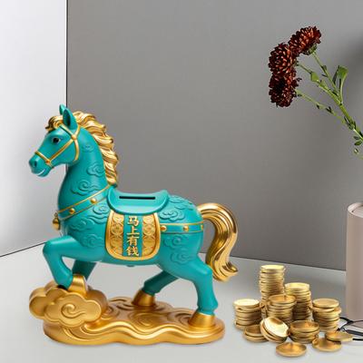Chinesisches Pferd Spardose Dekorative Harz-Geldkassette Feng Shui Schreibtisch Sparschwein Souvenir Geschenk für das Chinesische Neujahr Frühlingsfest