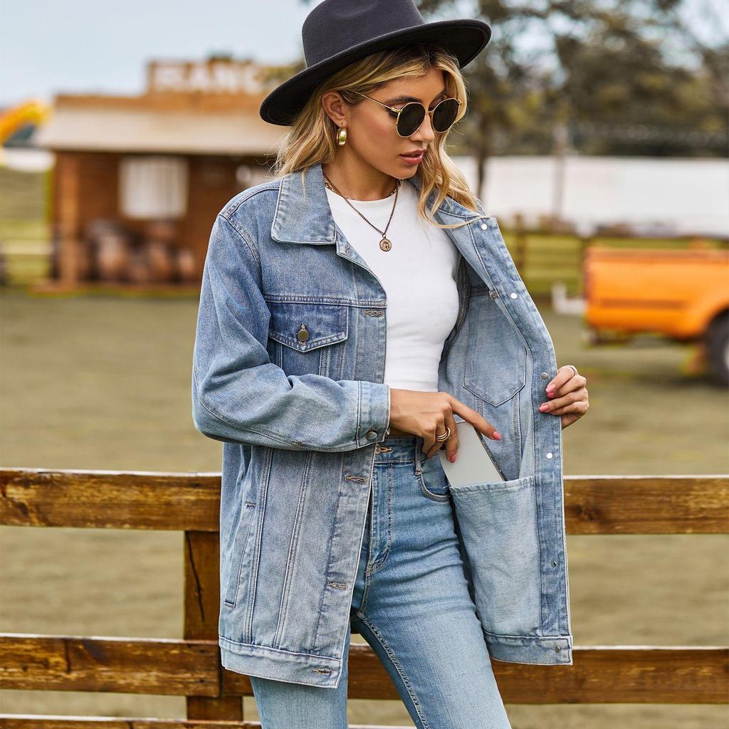 Giacca di Jeans Classica Retro Classica Versatile da Donna per Primavera e Autunno