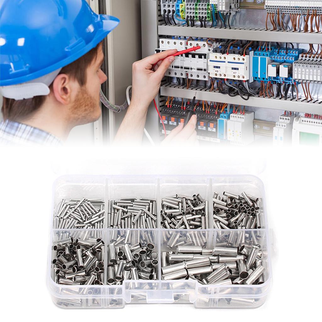 Wire Crimping Set 600pcs Ferrule Crimp Cord Pin End Terminal Connector Crimp Terminals Butt Connectors with Storage Box