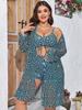 2025 New Plus Size Women's High-Waisted Three-Piece Split Bikini Swimwear