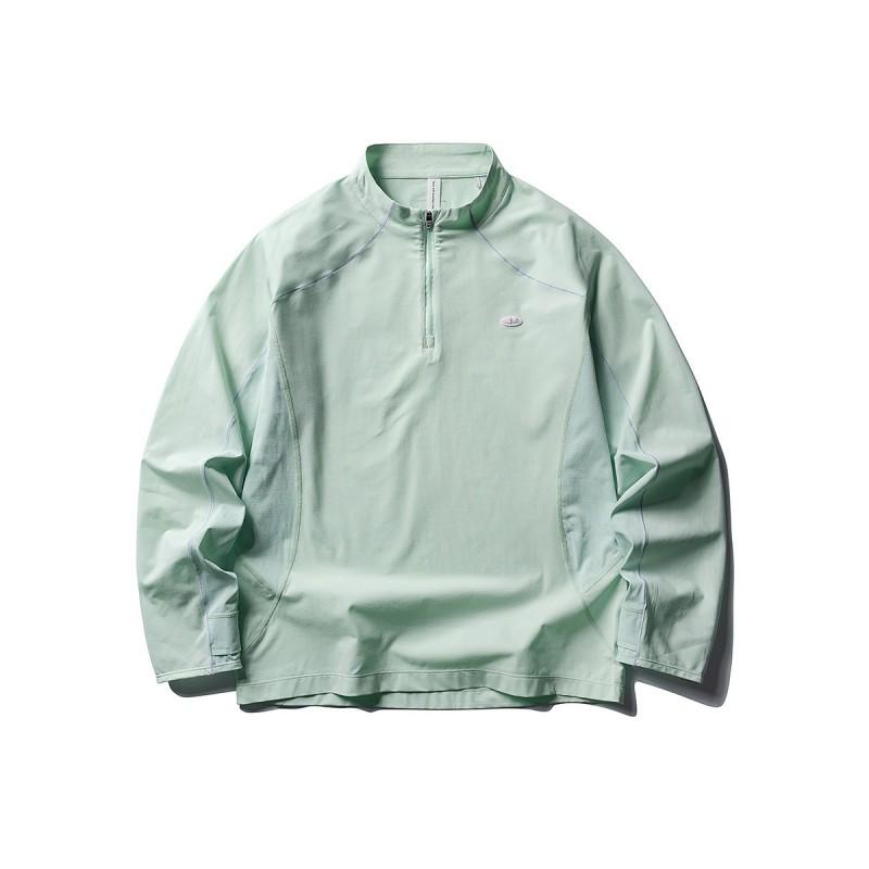Mens Womens Quick Dry Long Sleeve T-Shirt With Half Zip Collar Loose Fit UV Protection Hiking Sport Shirt