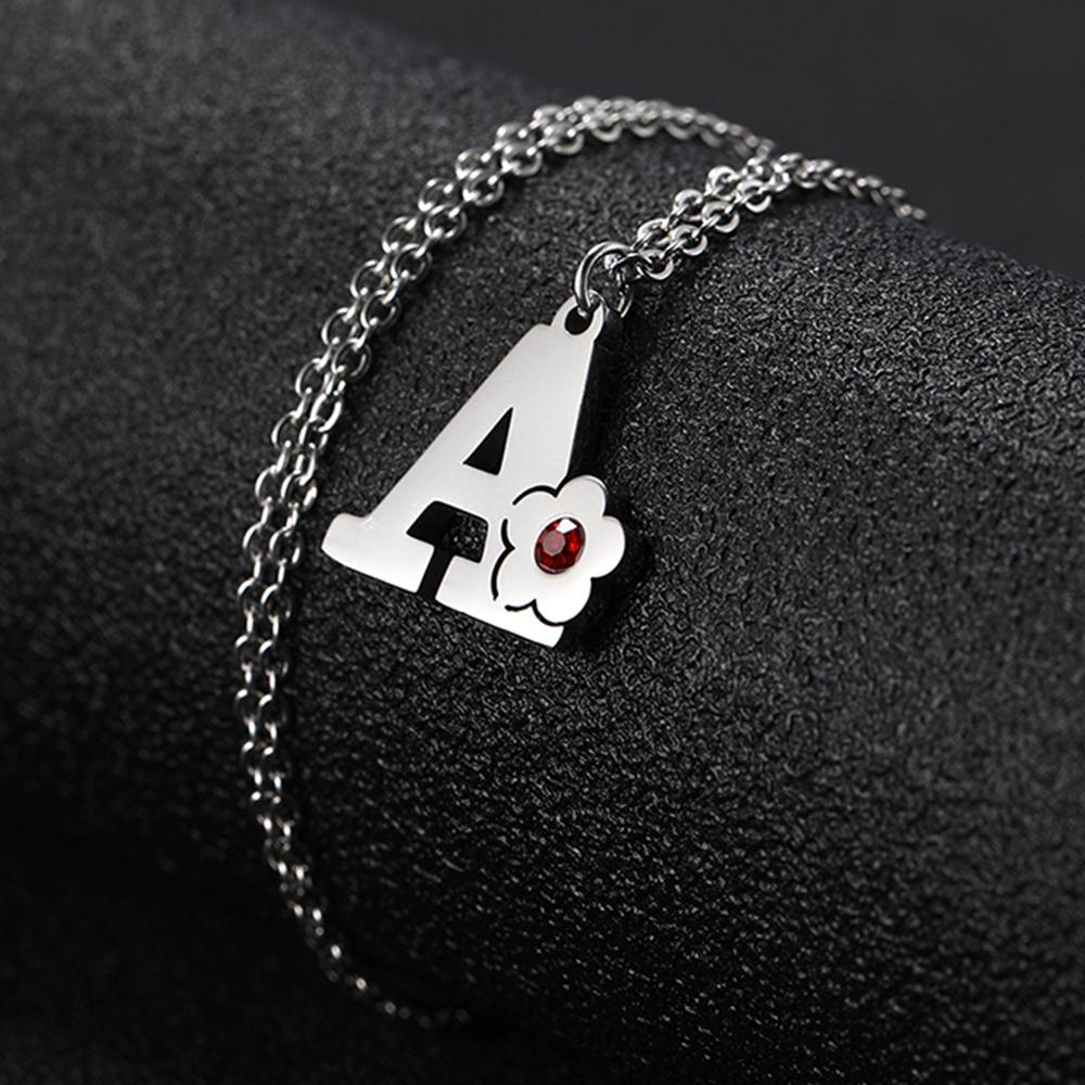 

My Shape Initials Flower Letter Name Necklace for Girls Children s Alloy Crystal Flower A-Z Alphabet Pendant Chain Kids Jewelry