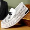 Fashion 2025 Summer New Designer Leather Shoes for Men  Fashion Casual Hallow Loafers Male Solid Color Breathable Luxury Shoes Man