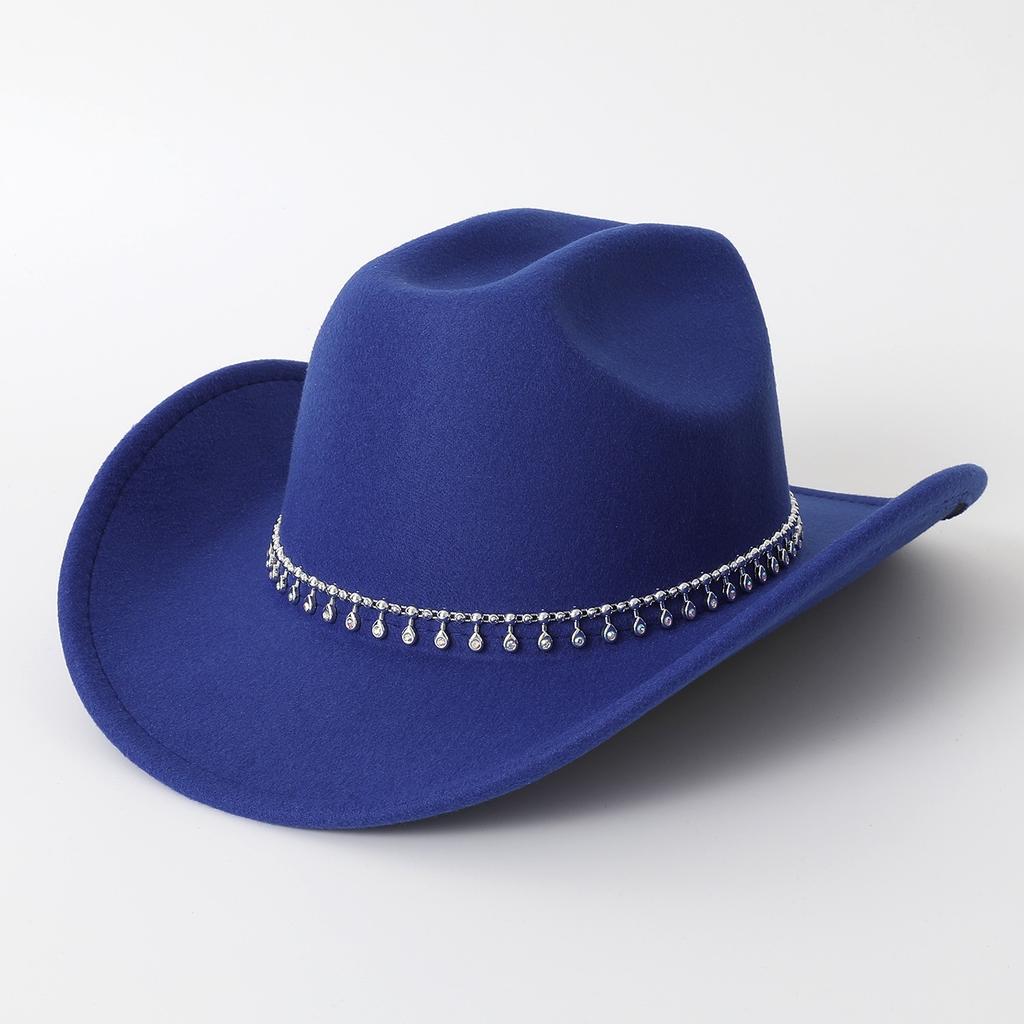 Western Cowboy Top Hat Men's and Women's Rhinestone Water Drop Casual Top Hat Party Jazz Hat