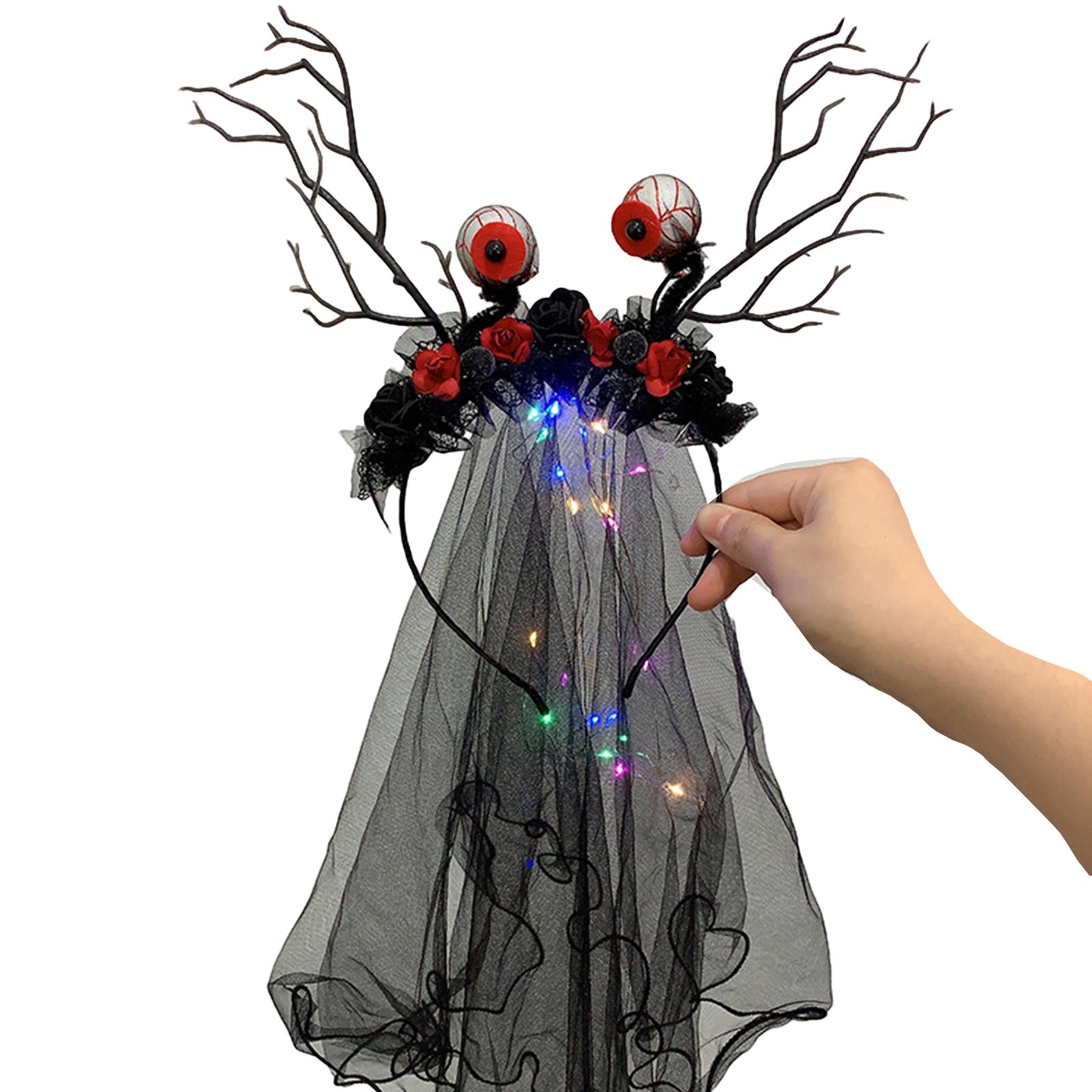 

Светящаяся роза повязка на голову призрачная фата невесты косплей костюм головной убор аксессуары для волос костюм 1