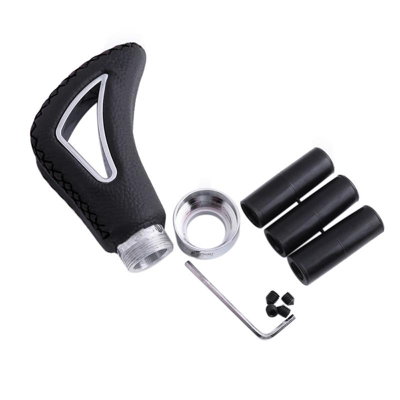 

Ручная кожаная ручка переключения передач, универсальный автомобильный адаптер для рычага переключения передач, рычаг переключения передач с 3 адаптерами для black line