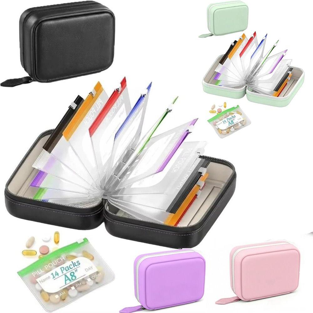 7/14PCS BPA-Free Weekly Pill Organizer Waterproof Pill Pouch Set Vitamin Storage Holder  Outdoor Use