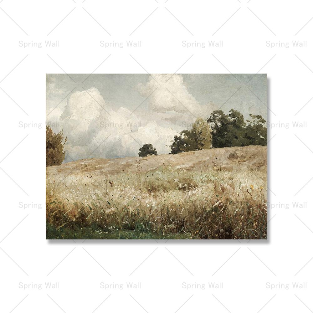 

Nordic Vintage Poppy Flower Холст Настенная Живопись Картина Лужайка На Склоне Холма Плакат Ретро Пейзаж Картина Для Комнаты Декор Фермерского Дома 21x30cm No Framed