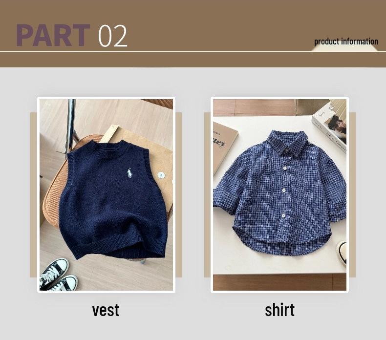 Children's Korean Style Plaid Cotton Shirt for Spring & Autumn 2025 - Casual Baby & Boys' Wear
