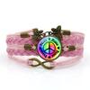 Colorful Peace Logo Time Gem Bracelet Women's Fashion Butterfly Infinity Symbol Hand-woven Multi-layer Hand Jewelry