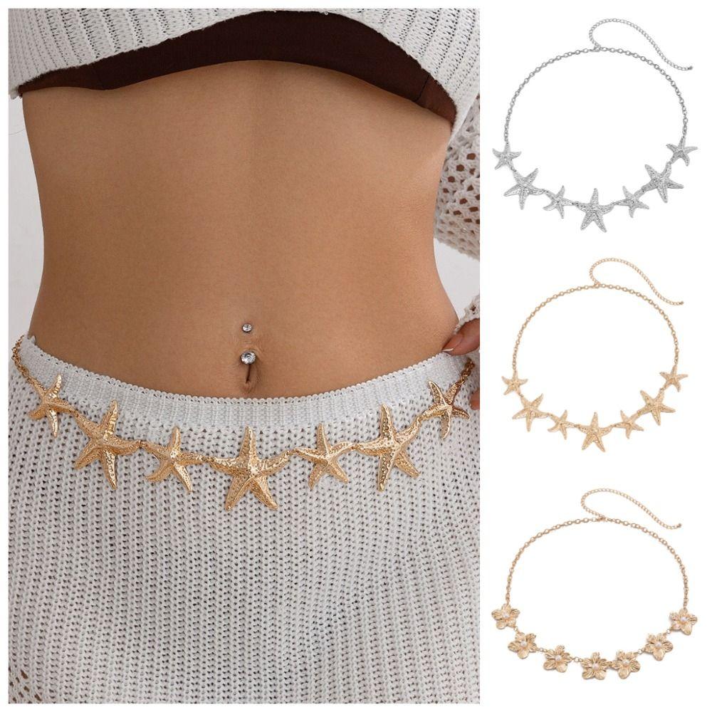 Sexy Starfish Waist Chain Adjustable Dress Belt Chains Body Jewelry Bikini Body Chain  Photo Props