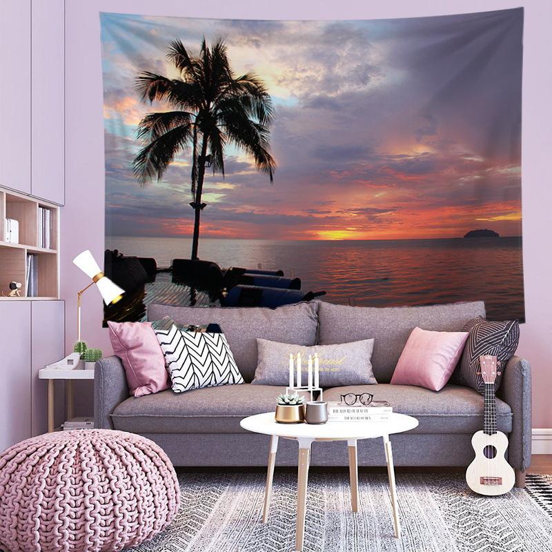 Scenic landscape background fabric digitalprinted polyester tapestries living rooms bedrooms macrame wall hanging room decor