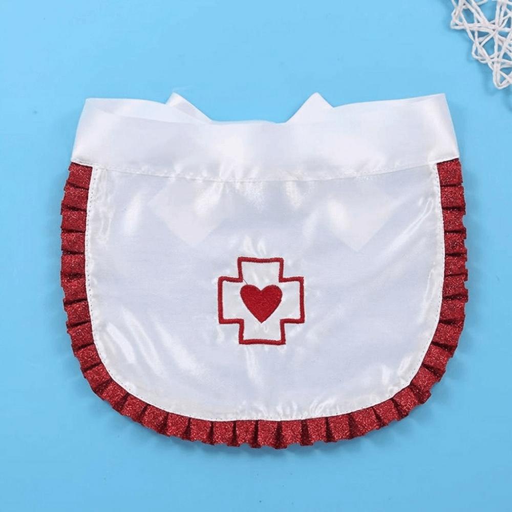 Ruffle Fringe Edge Nurse Costume Accessories Red Cross with Heart Nurse Headband  Halloween Party