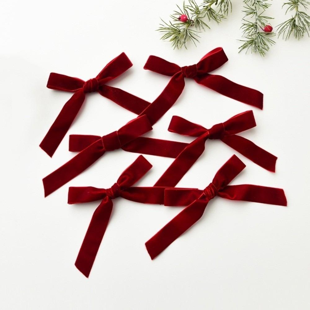 18pcs Set Velvet Xmas Tree Ribbon Merry Christmas 1/1.5/2.5/3.8cm Hanging Pendant Red Green Brown Christmas Tree Bow Party Decor