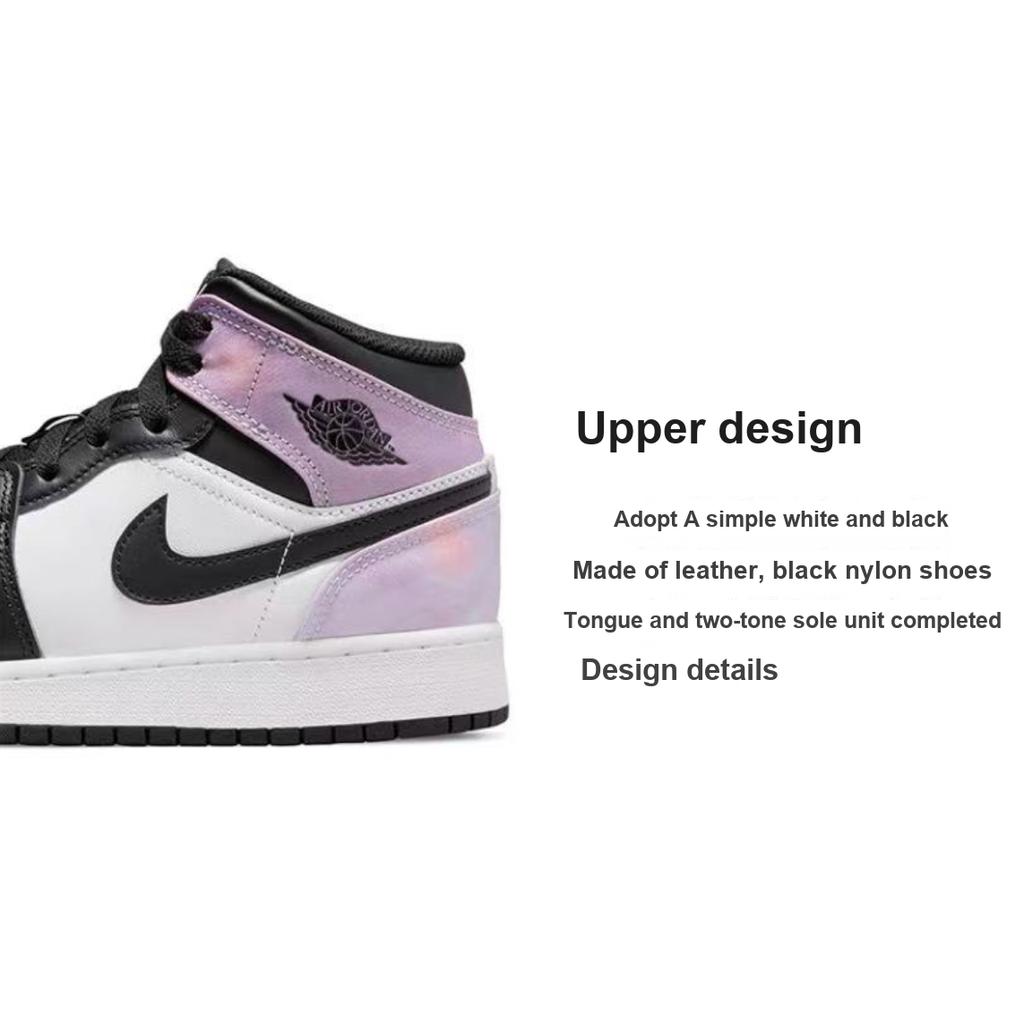 Air Jordan 1 Mid SE GS Zen Master Kids Sneakers White Black Amethyst-Wave DM6216-001