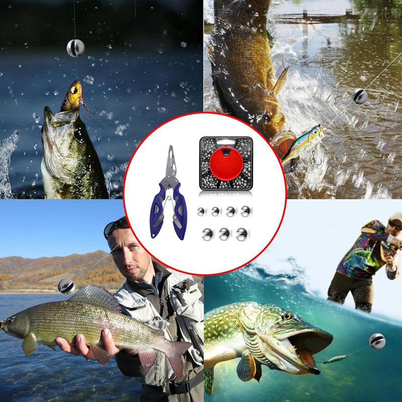 179 buc Plumbi Split Shot, Set de Articole de Pescuit cu Dispenser cu 7 Compartimente și Clești, Plumbi de Pescuit din Metal Moale pentru Pescuit la Crap și Pescuit Grosier