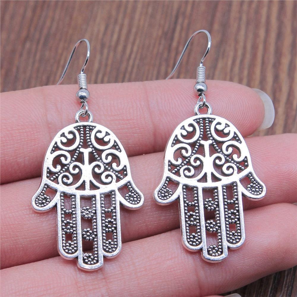 Trendy and Elegant Evil Eye Hand Talisman Amulet Drop Earrings Lucky Graduation Gift for Date Nights
