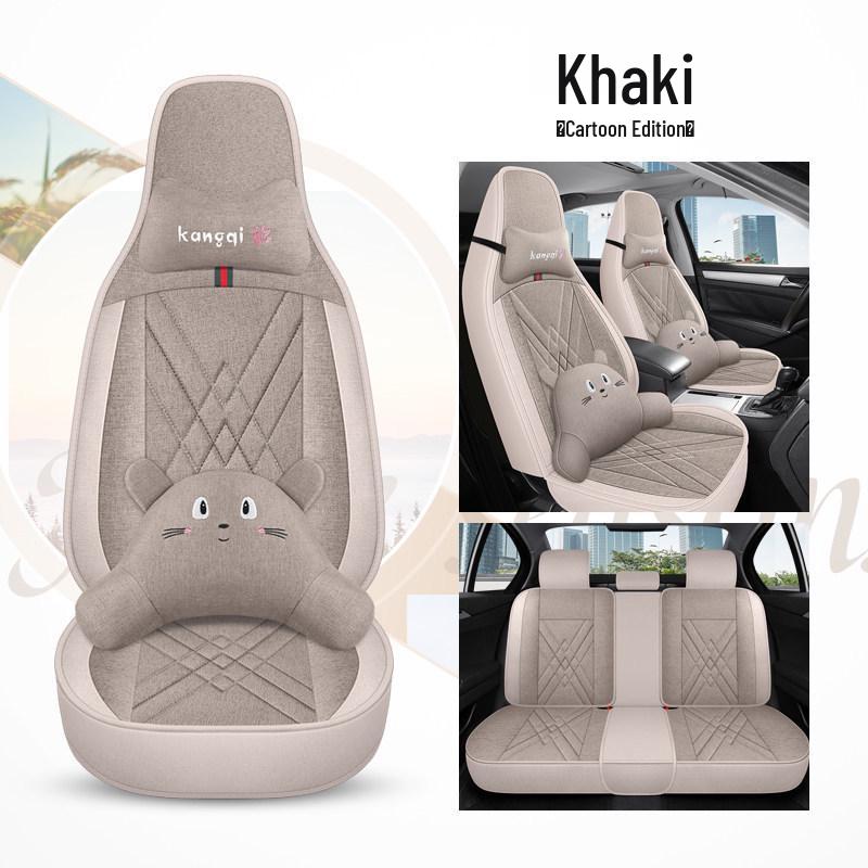 Seagull Car Seat Cushions (Models 23/24) - All-Season Linen Covers for New Energy Vehicles, Full Coverage.