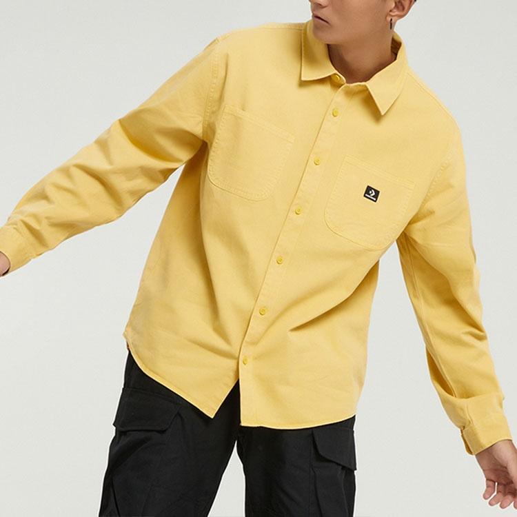 Men's Converse Casual Woven Button Cardigan Retro Long Sleeves Jacket Gold 10022012-A03