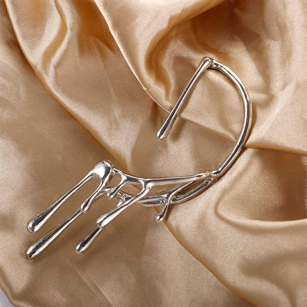 

Unusual Cool Dripping For Women Hyperbole Left Ear Hanging Clip Earrings Hook Earring Lava Melt золотий